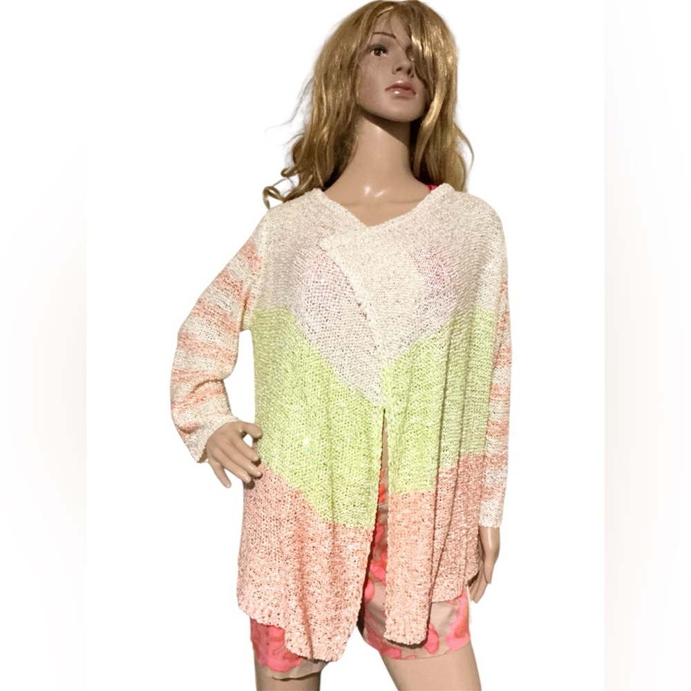 Olivia M Colorful Knit Open Cardigan